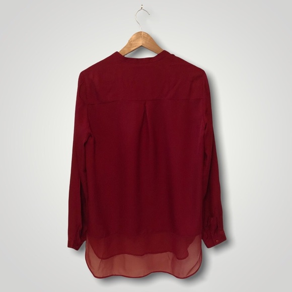 Massimo Dutti Red Silk Blouse Sz 6 - Picture 2 of 8